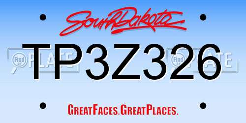 TP3Z326 South Dakota License Plate