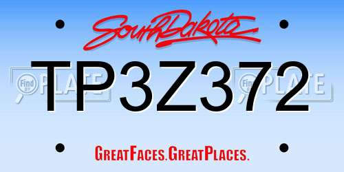 TP3Z372 South Dakota License Plate