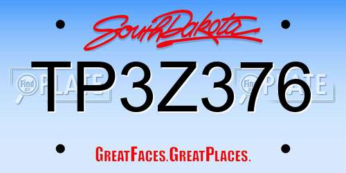 TP3Z376 South Dakota License Plate