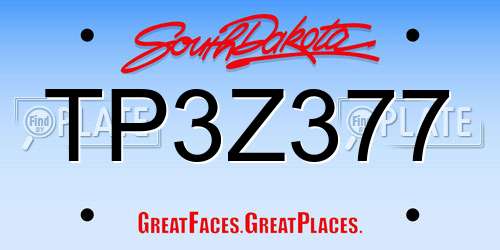 TP3Z377 South Dakota License Plate