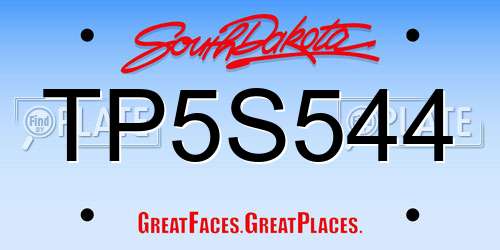 TP5S544 South Dakota License Plate