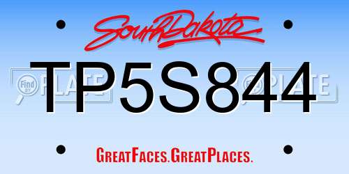 TP5S844 South Dakota License Plate