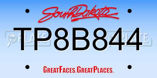 TP8B844 South Dakota License Plate
