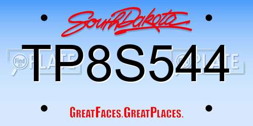 TP8S544 South Dakota License Plate