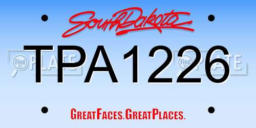 TPA1226 South Dakota License Plate