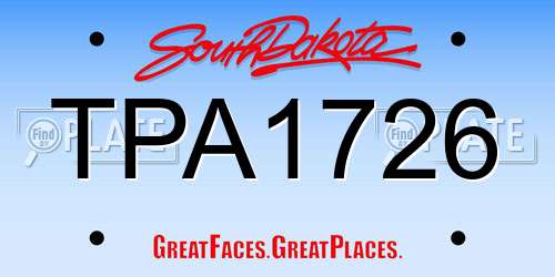 TPA1726 South Dakota License Plate