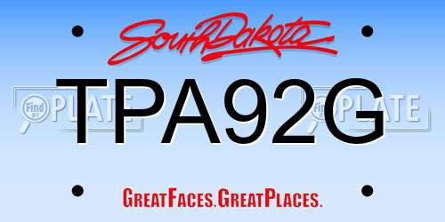 TPA92G South Dakota License Plate