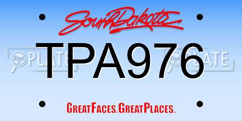 TPA976 South Dakota License Plate