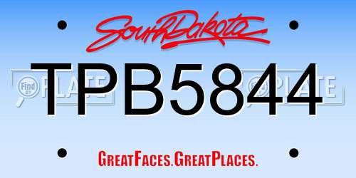 TPB5844 South Dakota License Plate