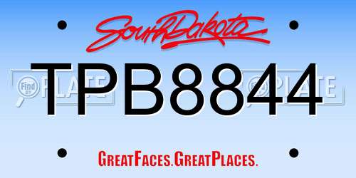 TPB8844 South Dakota License Plate
