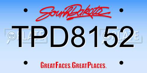 TPD8152 South Dakota License Plate