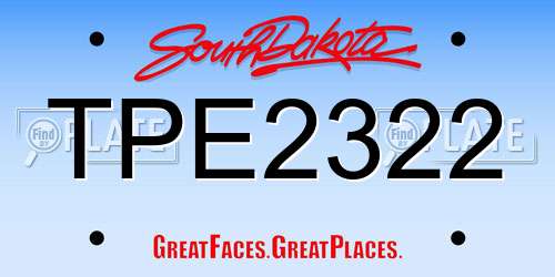 TPE2322 South Dakota License Plate
