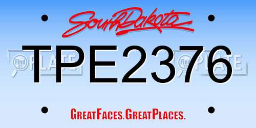 TPE2376 South Dakota License Plate