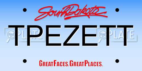 TPEZETT South Dakota License Plate