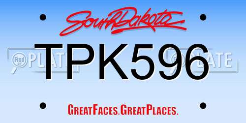 TPK596 South Dakota License Plate