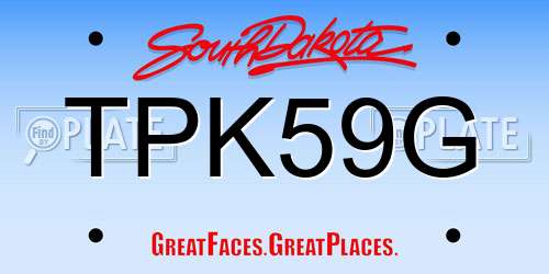 TPK59G South Dakota License Plate