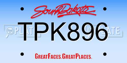 TPK896 South Dakota License Plate