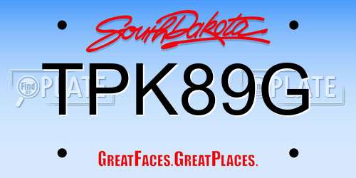 TPK89G South Dakota License Plate