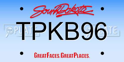 TPKB96 South Dakota License Plate