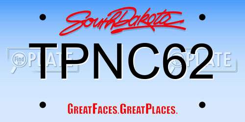 TPNC62 South Dakota License Plate
