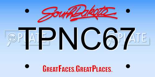 TPNC67 South Dakota License Plate