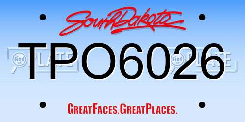 TPO6026 South Dakota License Plate