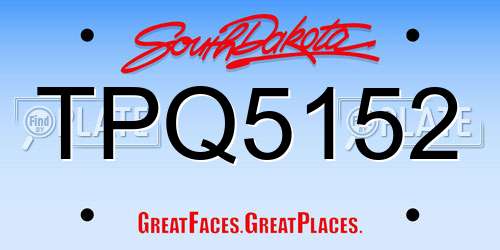 TPQ5152 South Dakota License Plate