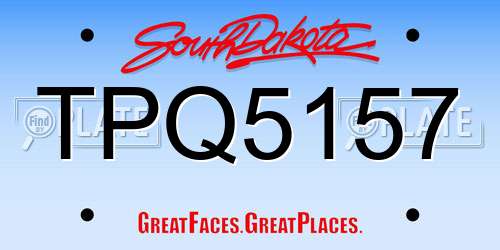 TPQ5157 South Dakota License Plate