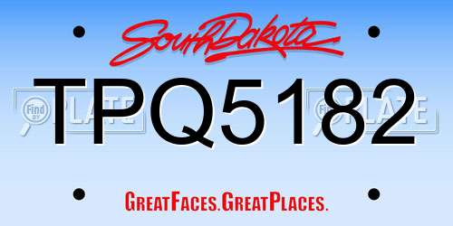 TPQ5182 South Dakota License Plate