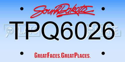 TPQ6026 South Dakota License Plate
