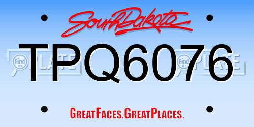 TPQ6076 South Dakota License Plate