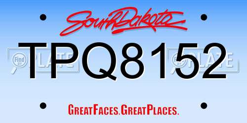 TPQ8152 South Dakota License Plate