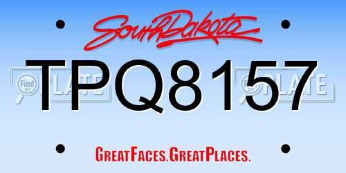 TPQ8157 South Dakota License Plate