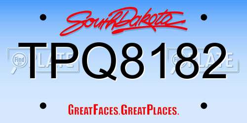 TPQ8182 South Dakota License Plate