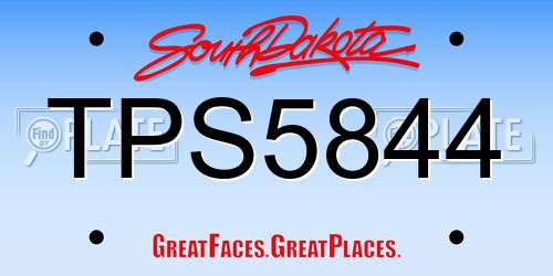 TPS5844 South Dakota License Plate