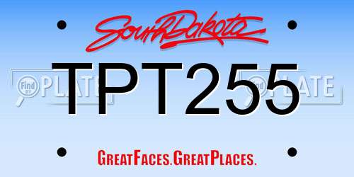 TPT255 South Dakota License Plate