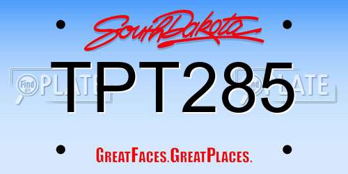 TPT285 South Dakota License Plate