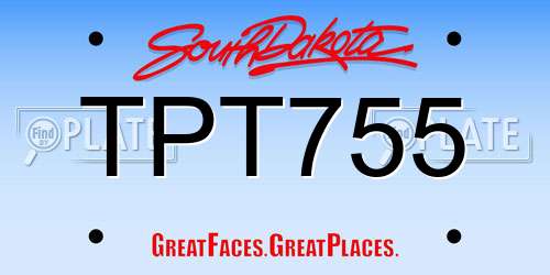 TPT755 South Dakota License Plate