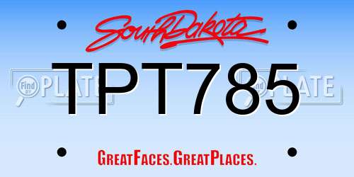 TPT785 South Dakota License Plate