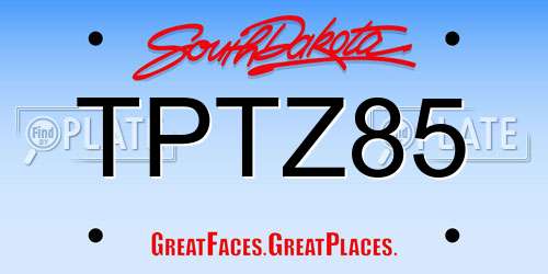 TPTZ85 South Dakota License Plate