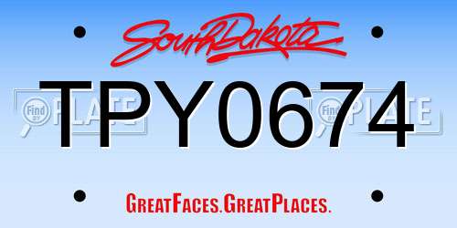 TPY0674 South Dakota License Plate