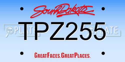 TPZ255 South Dakota License Plate