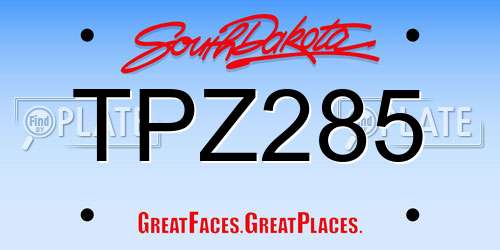 TPZ285 South Dakota License Plate