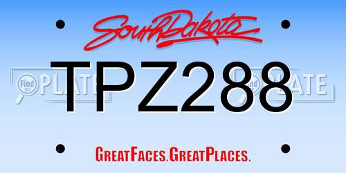 TPZ288 South Dakota License Plate