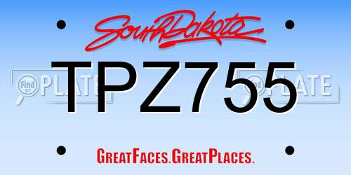 TPZ755 South Dakota License Plate