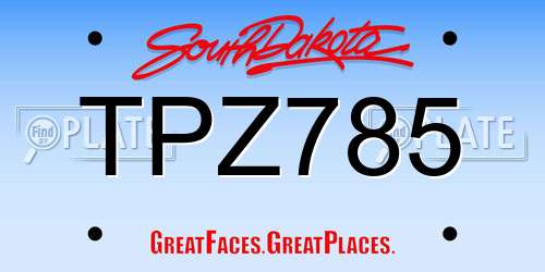 TPZ785 South Dakota License Plate