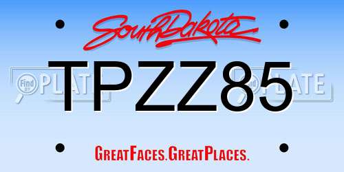 TPZZ85 South Dakota License Plate