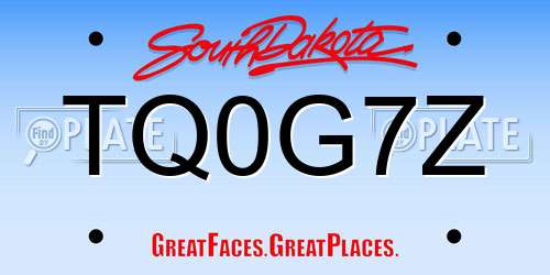 TQ0G7Z South Dakota License Plate