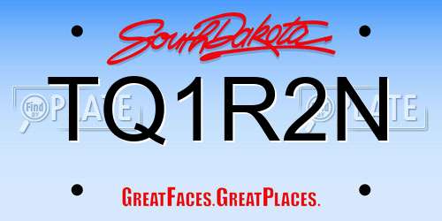 TQ1R2N South Dakota License Plate