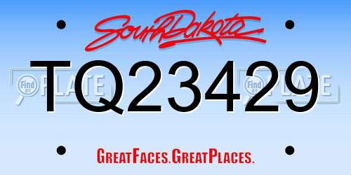 TQ23429 South Dakota License Plate